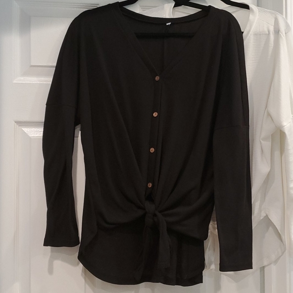 1- White and 1- Black knit tie front tops - Picture 3 of 9